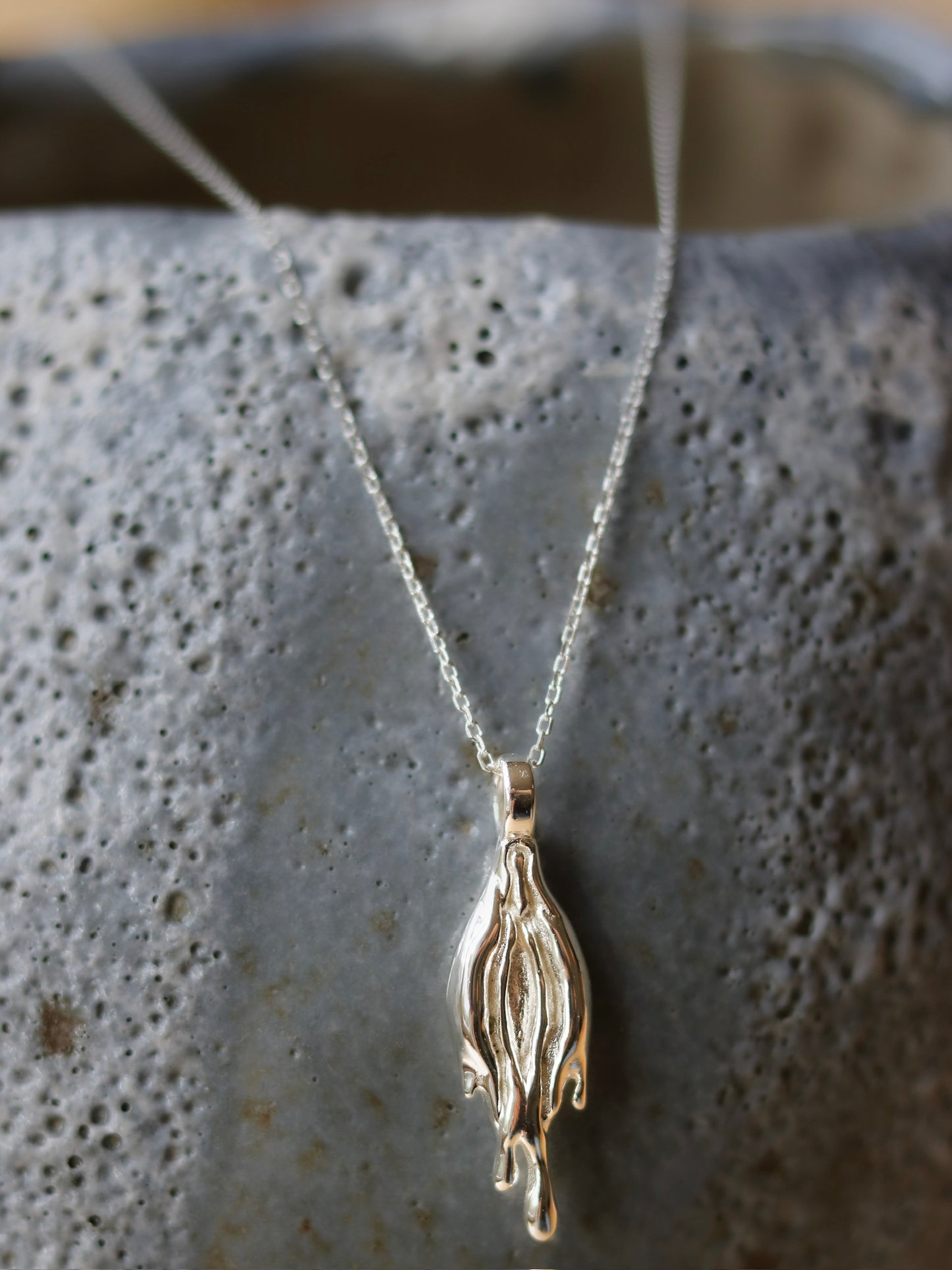 Abstract vulva necklace - pendant on chain (925 sterling silver)