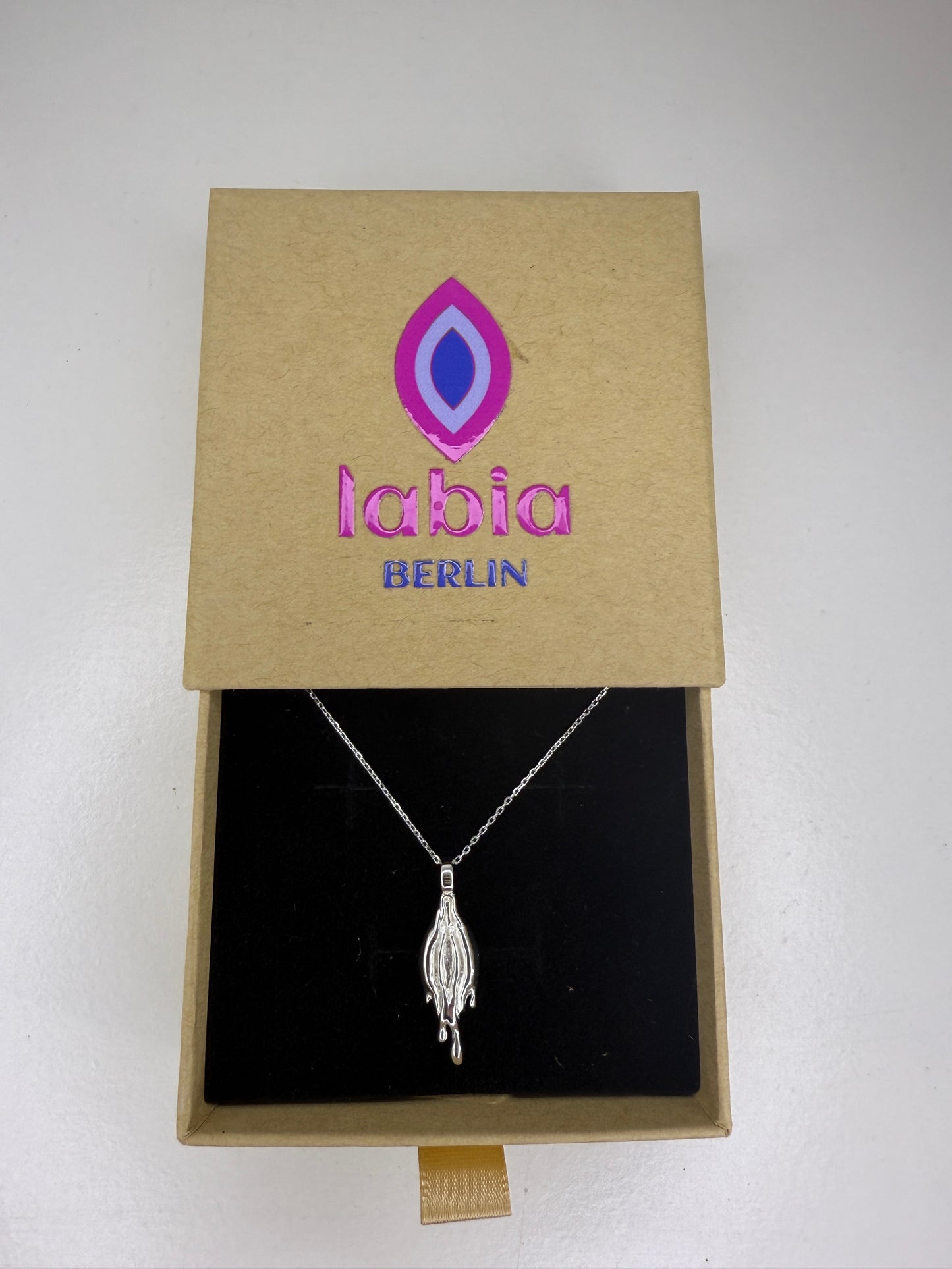 Abstract vulva necklace - pendant on chain (925 sterling silver)