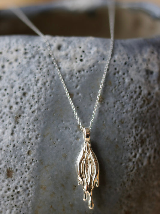 Abstract vulva necklace - pendant on chain (925 sterling silver)
