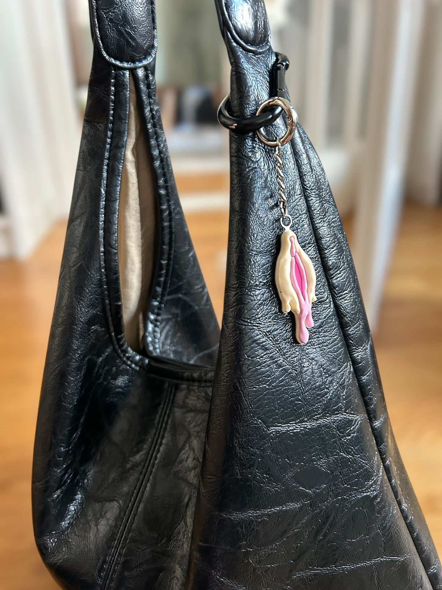 Abstract vulva handbag charm / keychain pendant