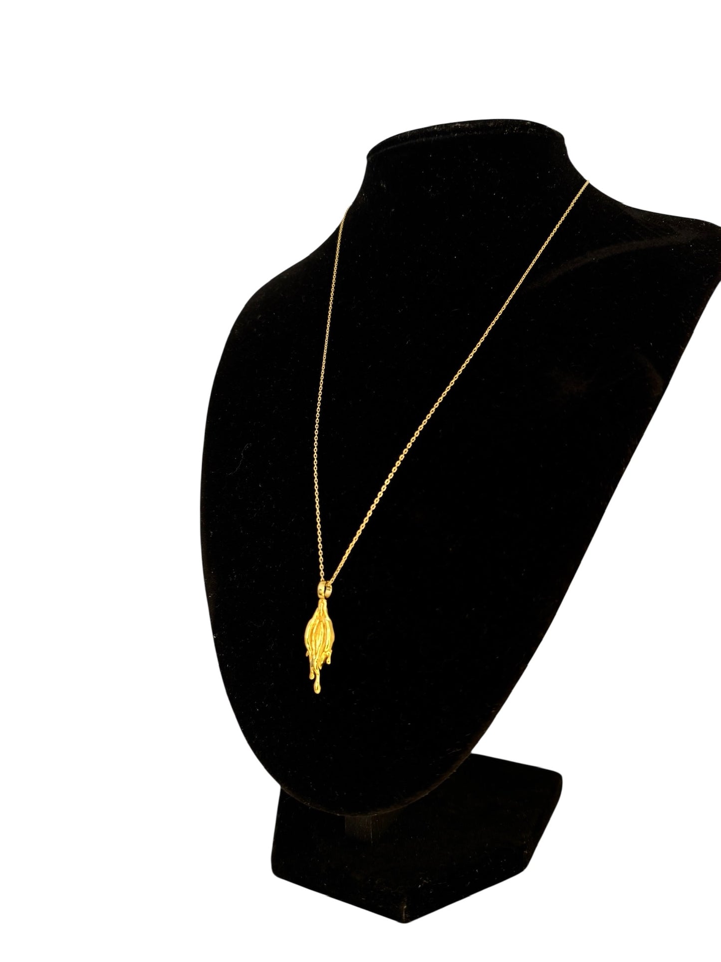 Abstract vulva necklace - pendant on chain (gold plated)