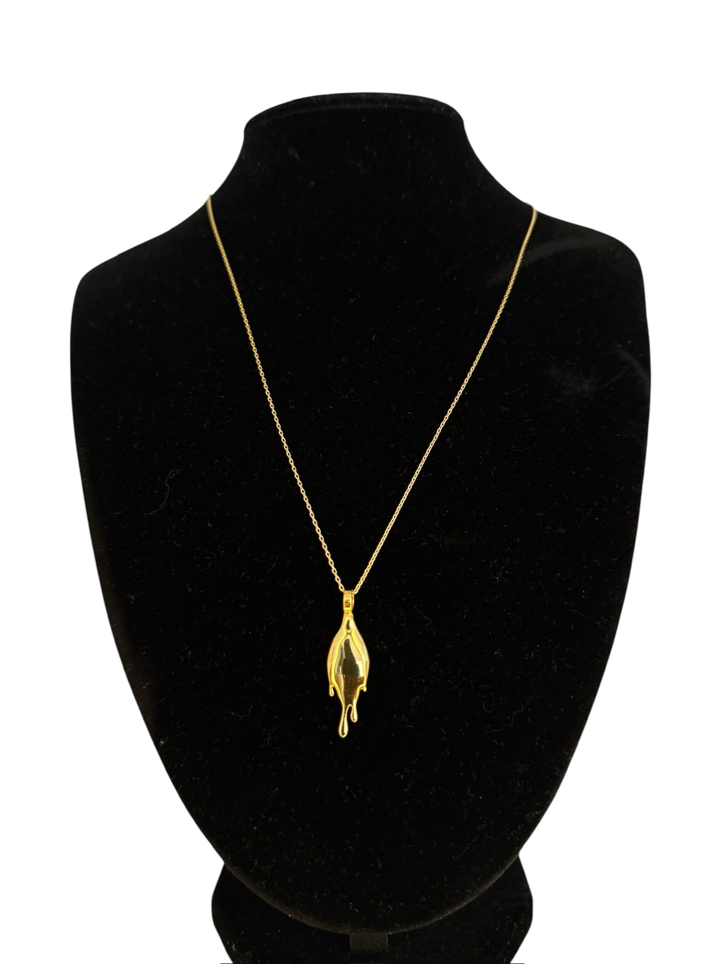 Abstract vulva necklace - pendant on chain (gold plated)