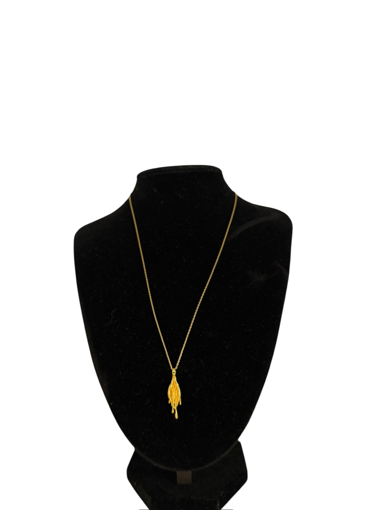 Abstract vulva necklace - pendant on chain (gold plated)
